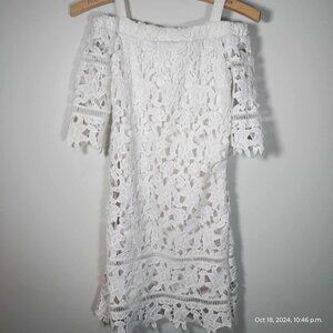Ava and Yelly white large cut lace halter dress girls size 10 nordstrom brand